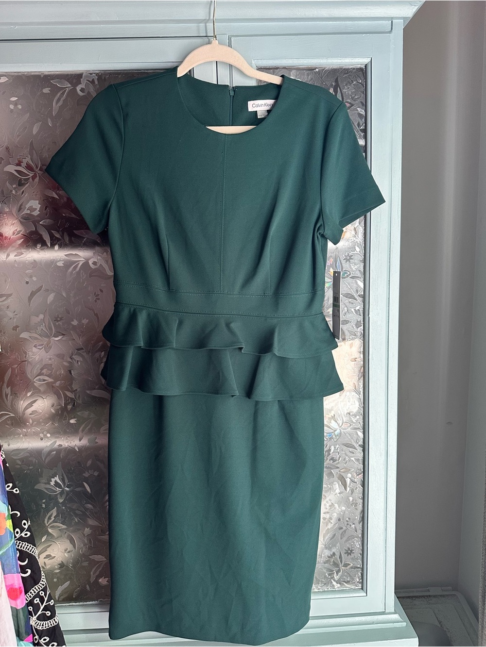 Calvin Klein Forest Green Peplum Midi Dress